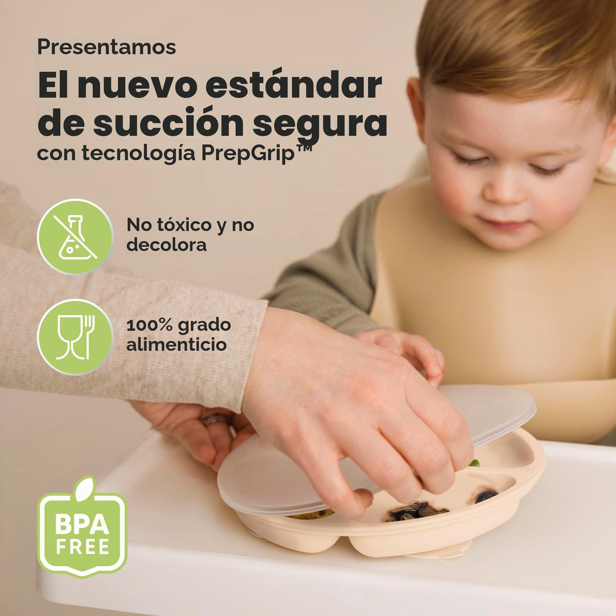 KeaBabys Placas de succión con tapa para bebé, paquete de 3 placas de succión 100% de silicona para bebés, niños, placas para bebés con succión, tapa, sin BPA, microondas (Amaze)