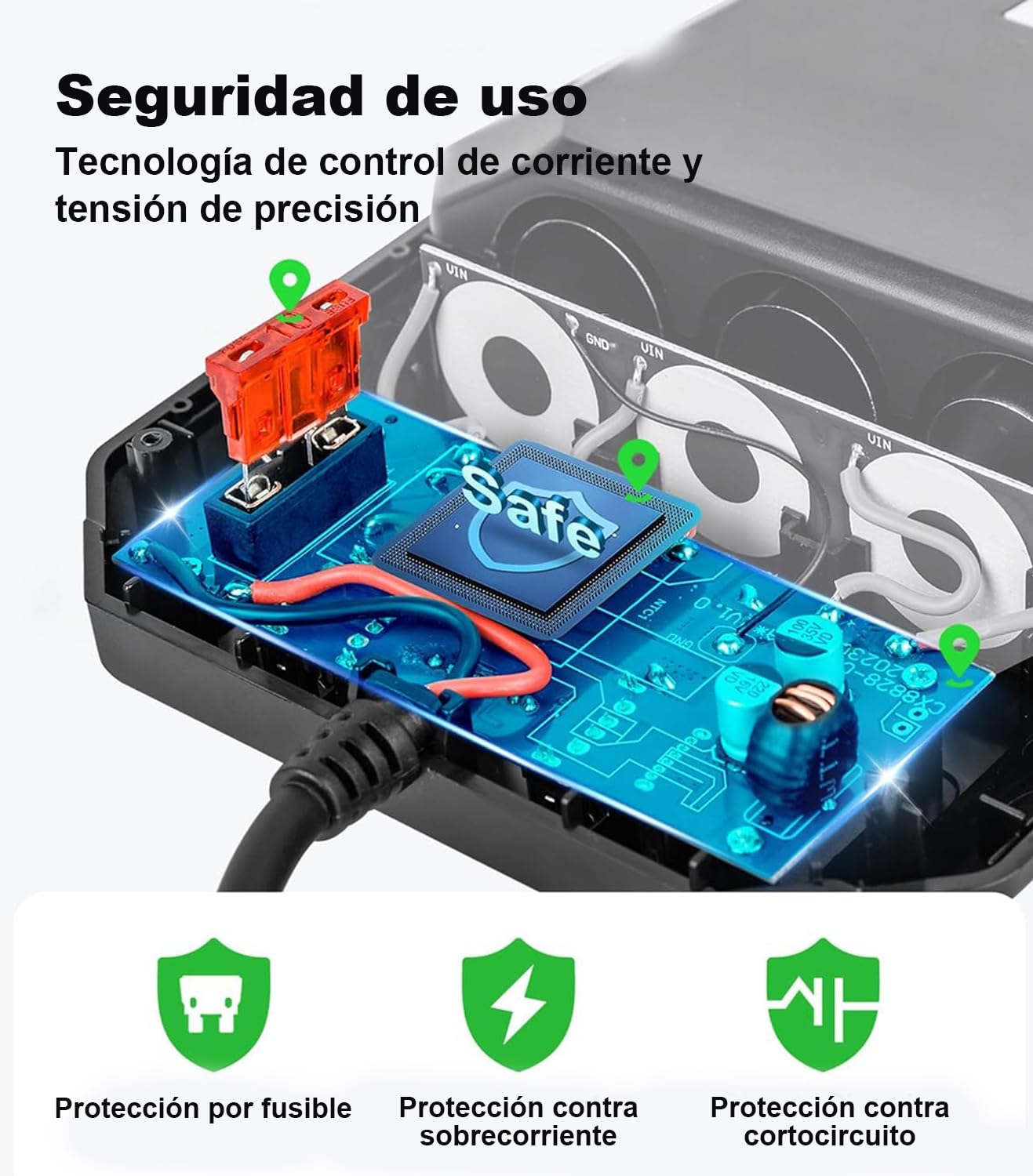 HXIIY Divisor de Enchufe para Encendedor de Cigarrillos de Coche, Multifuncional con Protección contra Sobretensión, Salida USB Tipo C para Teléfonos Tabletas, Cargador de Coche Multifuncional