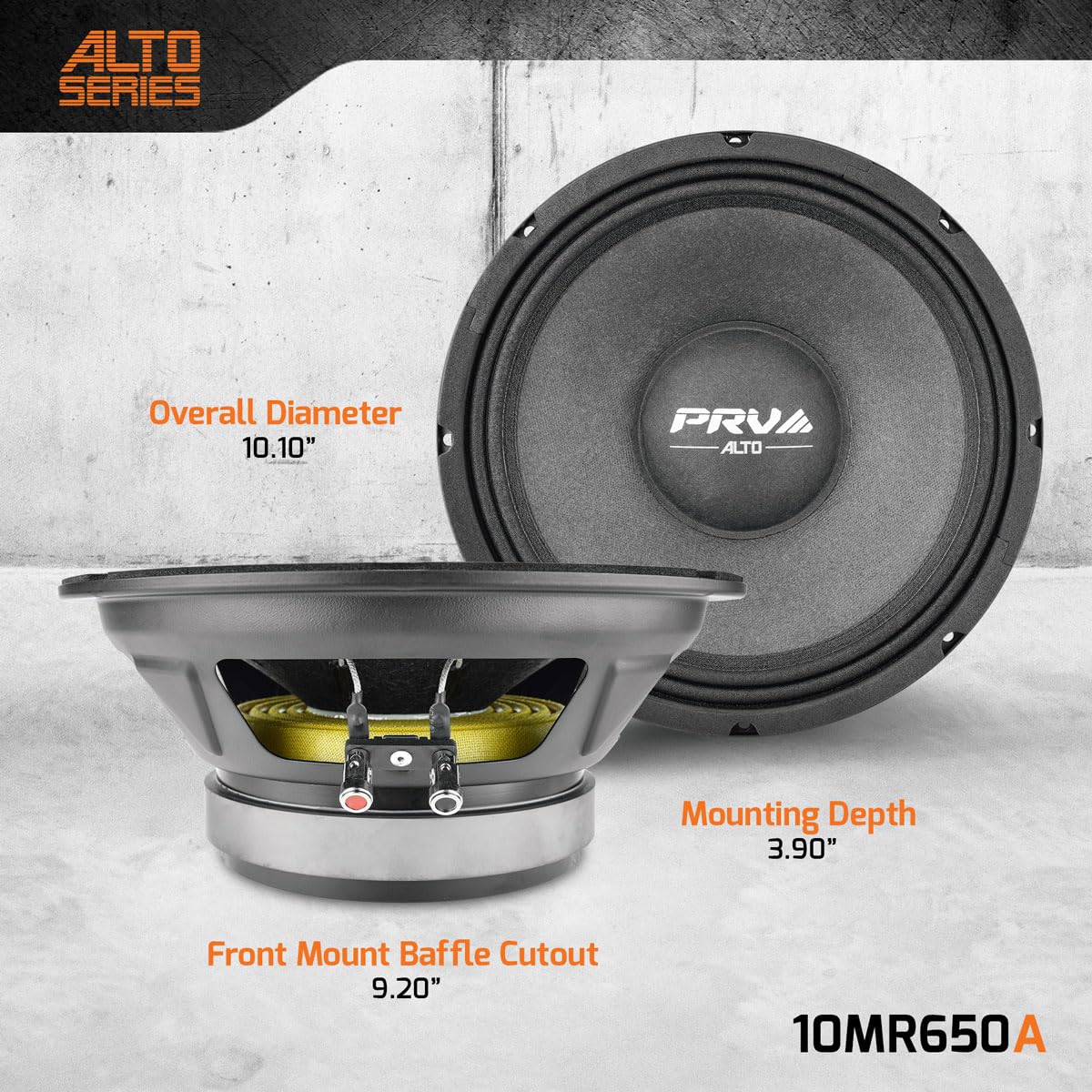 PRV Audio 10MR650A - Altavoz de Rango Medio de 10 Pulgadas, 8 ohmios, 650 vatios, 97.5 db, Bobina de Voz de 2.5 Pulgadas, Alta Serie Pro Audio de Rango Medio (Simple)