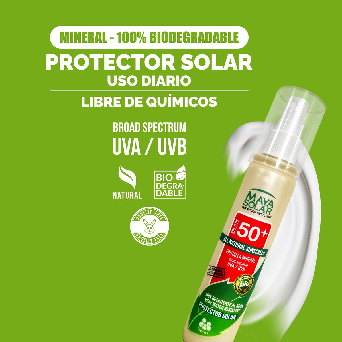 Maya Solar Bloqueador Solar Factor 50+ Atomizador de 120 ml Corporal Para Uso Diario