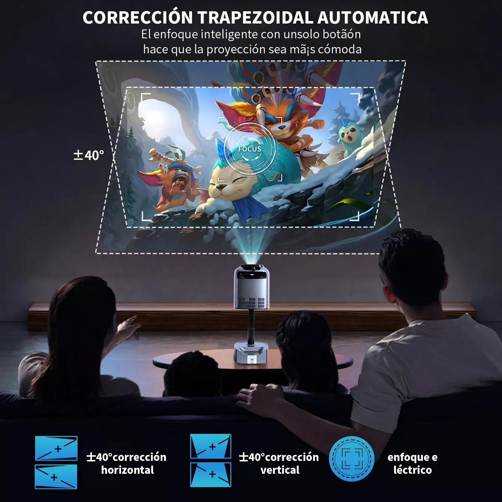 Proyector OCCULO 4K Blanco con WiFi 6 Incorporado y Tripie Retráctil