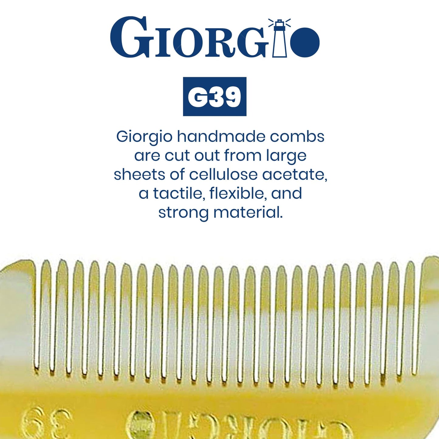 Giorgio G39 Extra Small 2.75 Inch Men's Fine Toothed Beard and Mustache Comb for Facial Hair Grooming and Styling. Wallet Pocket Comb Handmade of Quality Durable Cellulose, Saw-Cut and Hand Polished