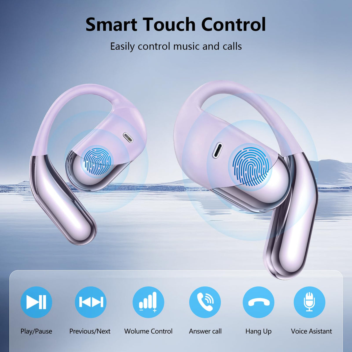Auriculares Abiertos Aurotlu Negro Conducción Ósea Earhook Bluetooth 5.4 Pantalla LED para Ciclismo y Oficina