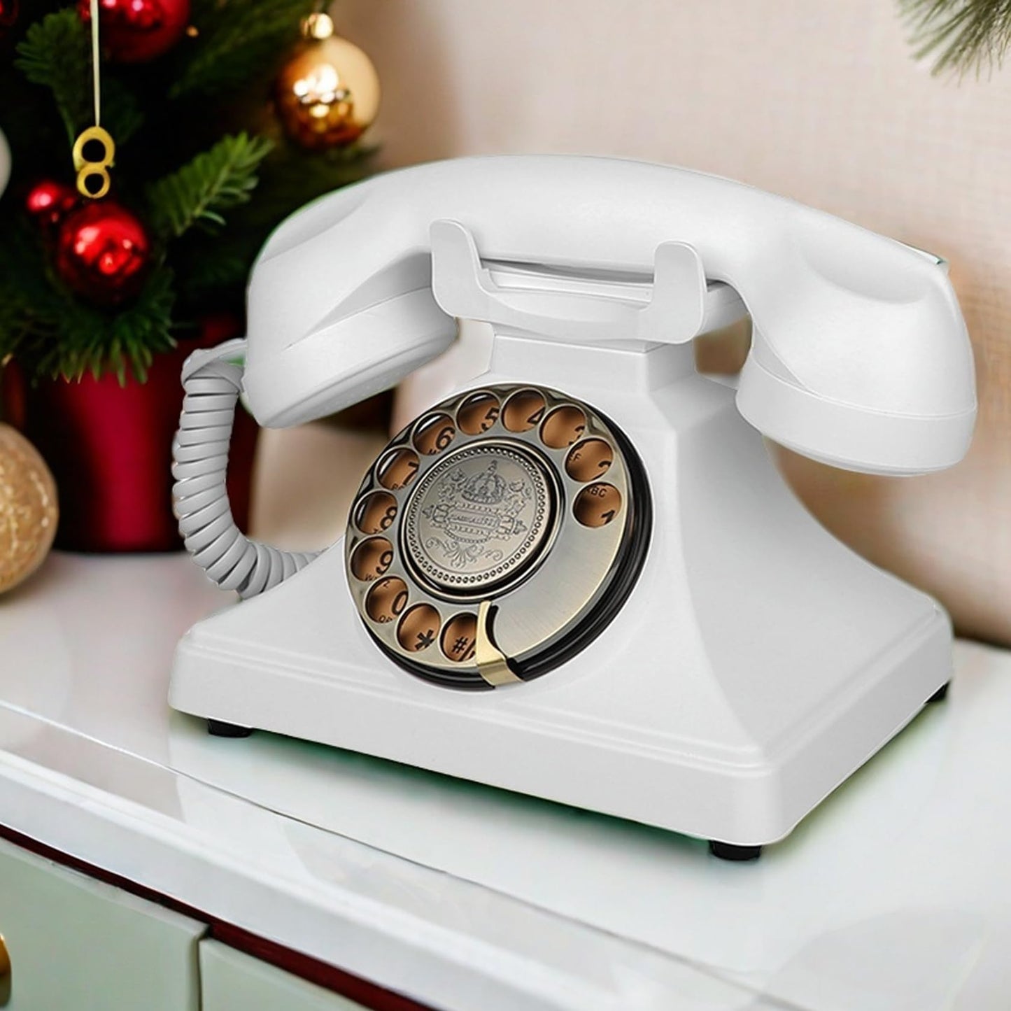 Teléfono Fijo Retro Artisam, Negro, Clásico con Cable, Diseño de los Años 30, Teléfono Decorativo para Casa o Oficina