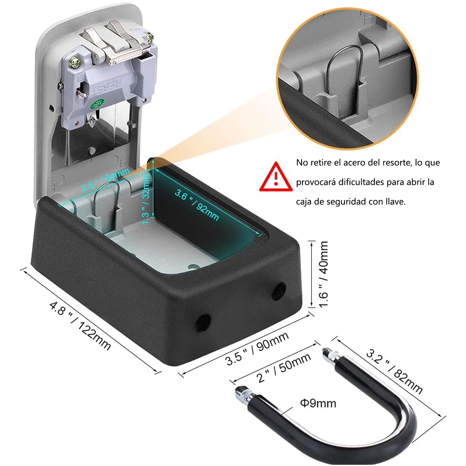 Caja para Llaves Lockbox Gris de 4 Dígitos Reiniciable Impermeable para Oficinas y Hogar