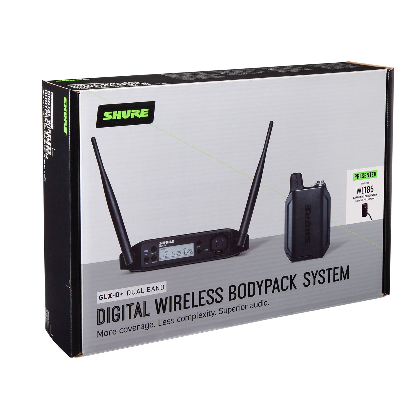 Sistema Inalámbrico Digital Shure Negro con Micrófono de Solapa para Presentador