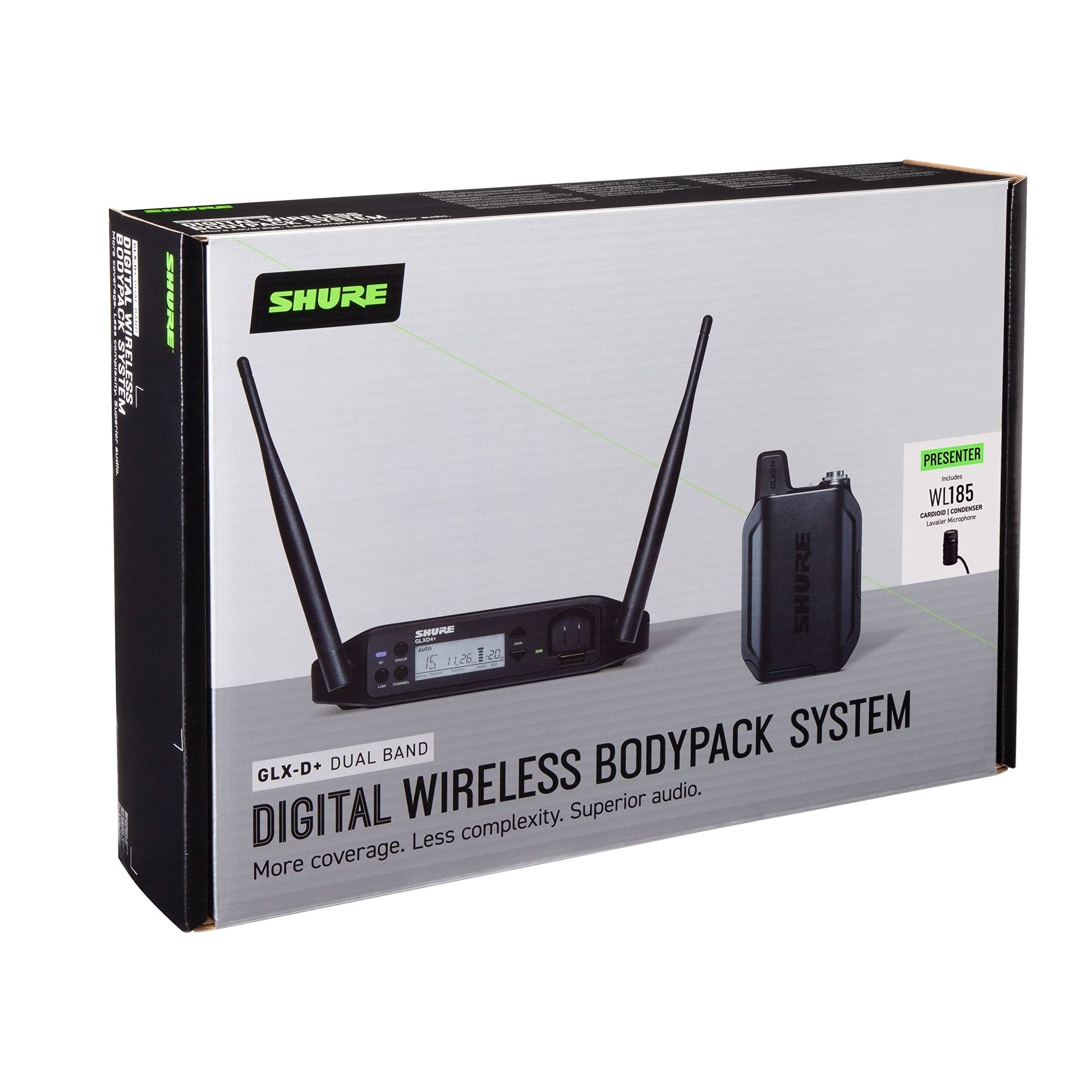 Sistema Inalámbrico Digital Shure Negro con Micrófono de Solapa para Presentador