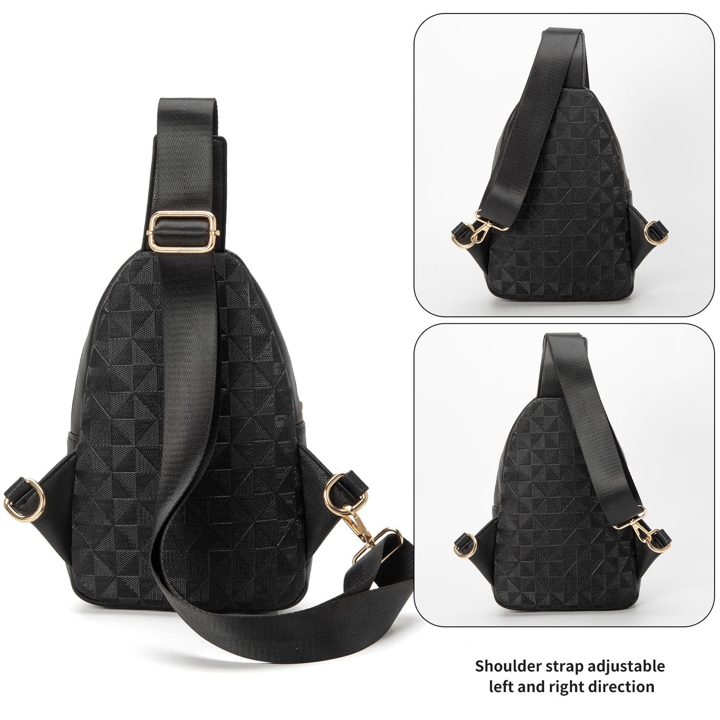 Riñonera Bandolera Moda Relajada para Mujer 9831-G-YH Negro con Diseño a Cuadros
