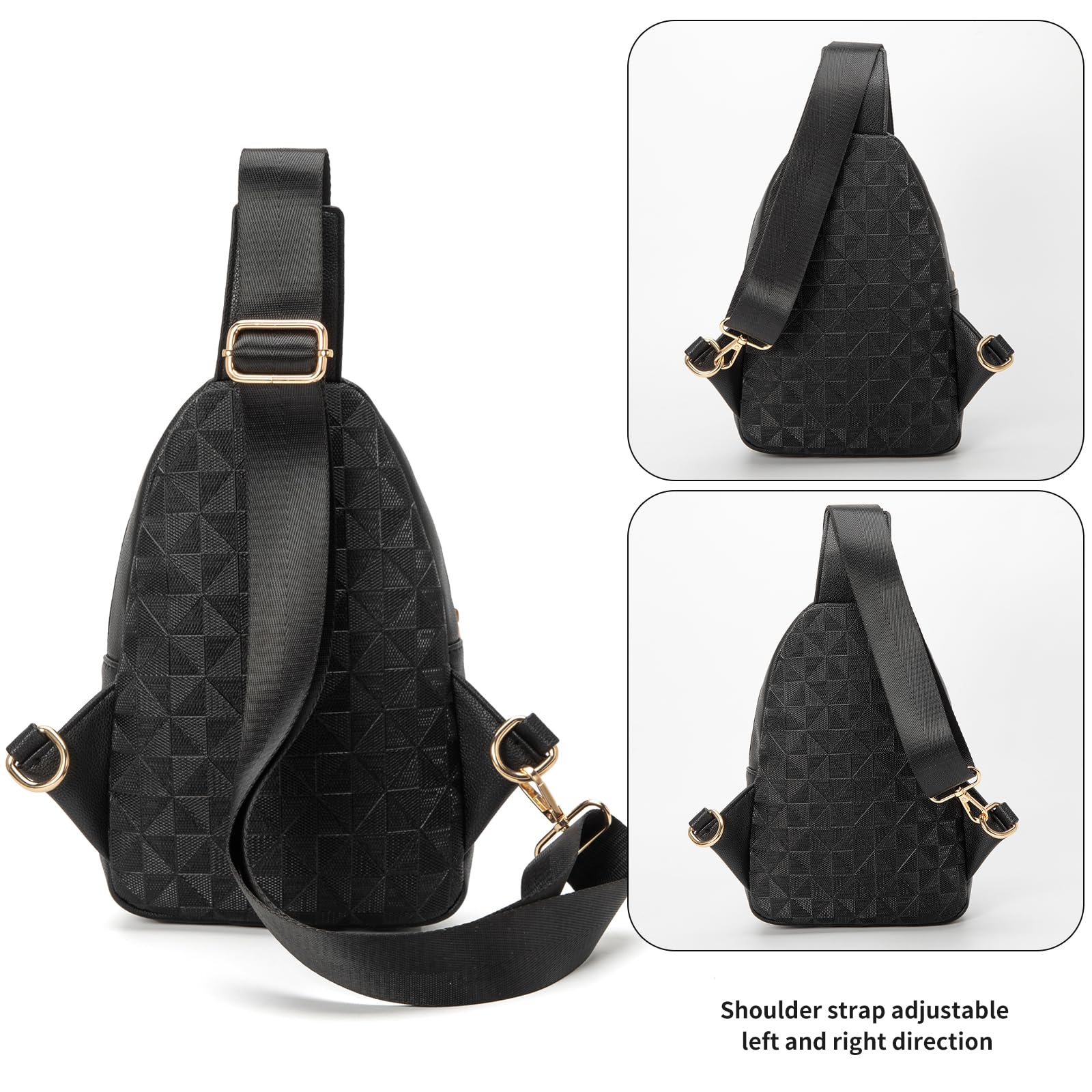 Riñonera Bandolera Moda Relajada para Mujer 9831-G-YH Negro con Diseño a Cuadros