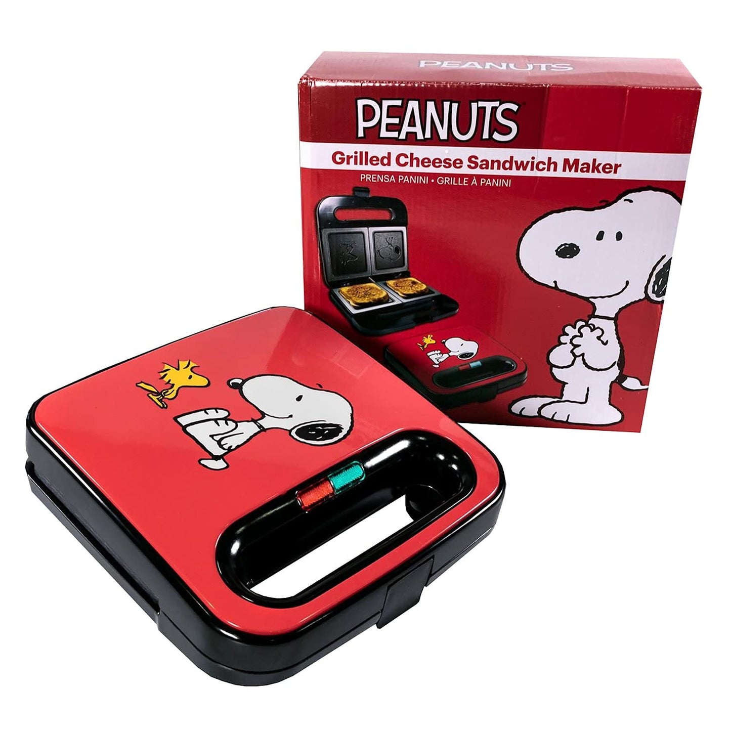 Máquina de Queso a la Parrilla Uncanny Brands Cacahuetes para Hacer Sándwiches Snoopy y Woodstock