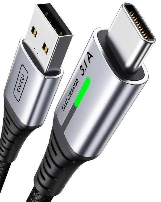 INIU Cable USB C, Cable Tipo C Carga Rápida [2m/3.1A], Nylon QC 3.0 Cable USB-C a USB A para iPhone 16 15 Samsung S23 S22 S21 S20 S10 Note 20 Xiaomi Note 11 Huawei P30 Google Pixel 7 Pro Switch PS5