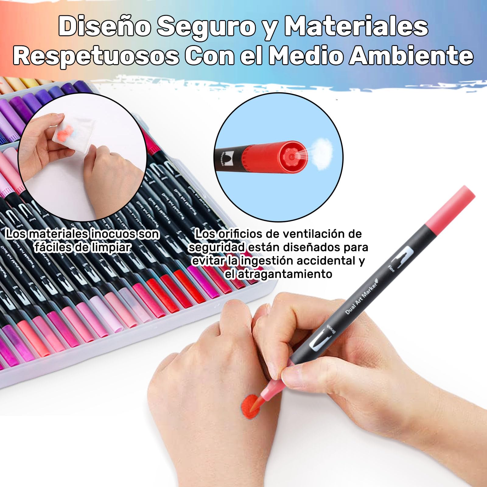CROSPIN 168 Colores Plumones Punta de Pincel, Rotuladores de Dibujo con Doble Punta, 0.4mm, 1-4mm, Rotuladores Acuarelables No Toxica, Regalo para Colorear Libro, Caligrafia, Lettering