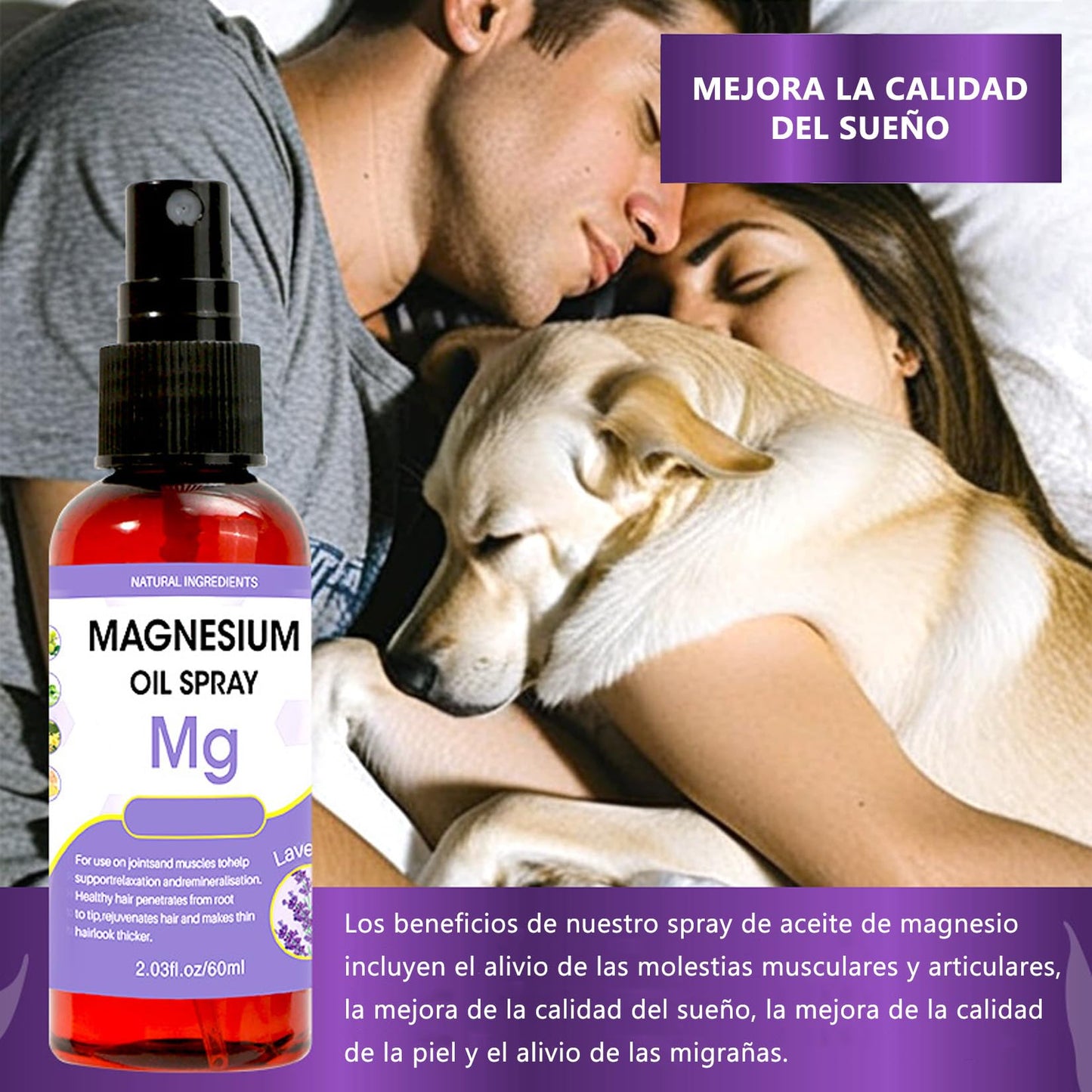 Magnesium oil spray body relax lavanda mejora del sueño alivio del dolor muscular magnesium oil body spray