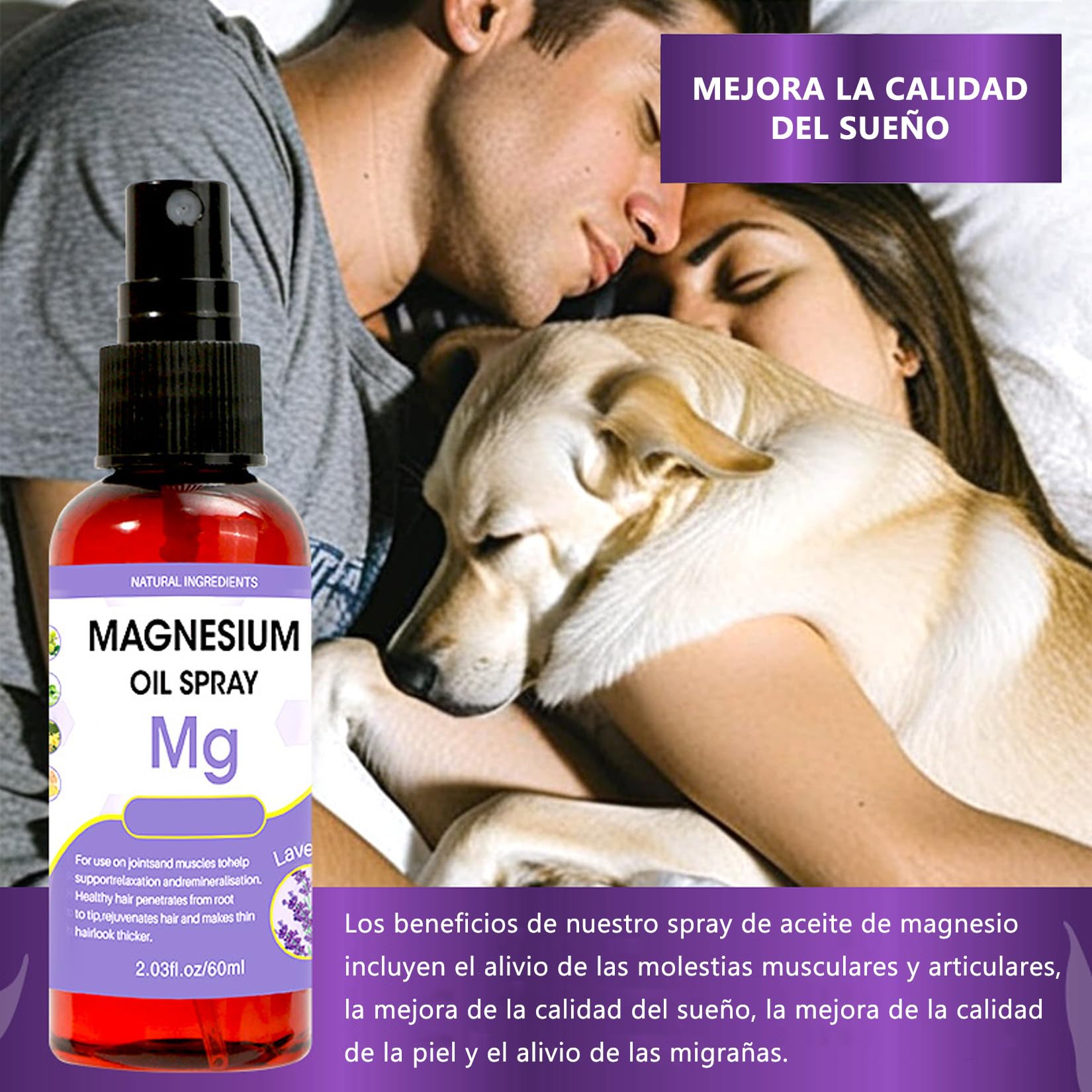 Magnesium oil spray body relax lavanda mejora del sueño alivio del dolor muscular magnesium oil body spray