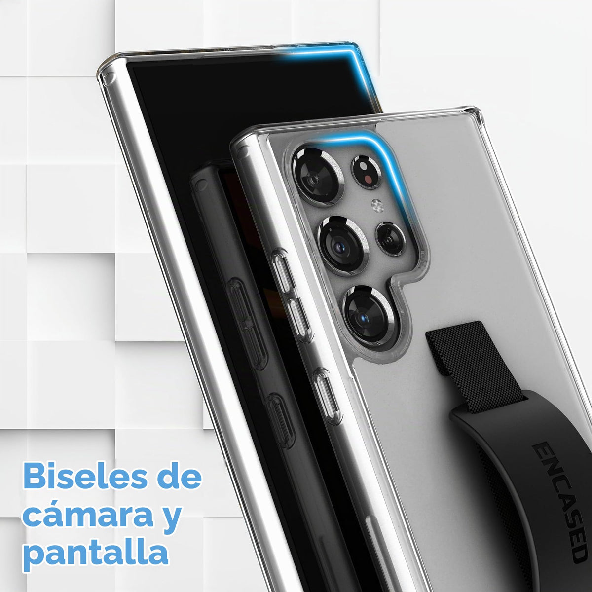 Funda de Correa de Mano Encased Transparente con Soporte de Silicona para Samsung Galaxy S24 Ultra 2024