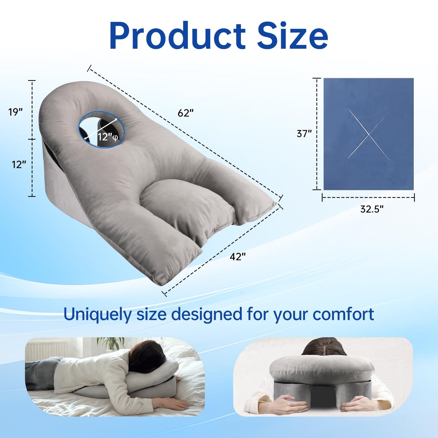 Almohada Facial SXZCYX Blanca para Recuperación de Cirugía Ocular y Masajes Propensos