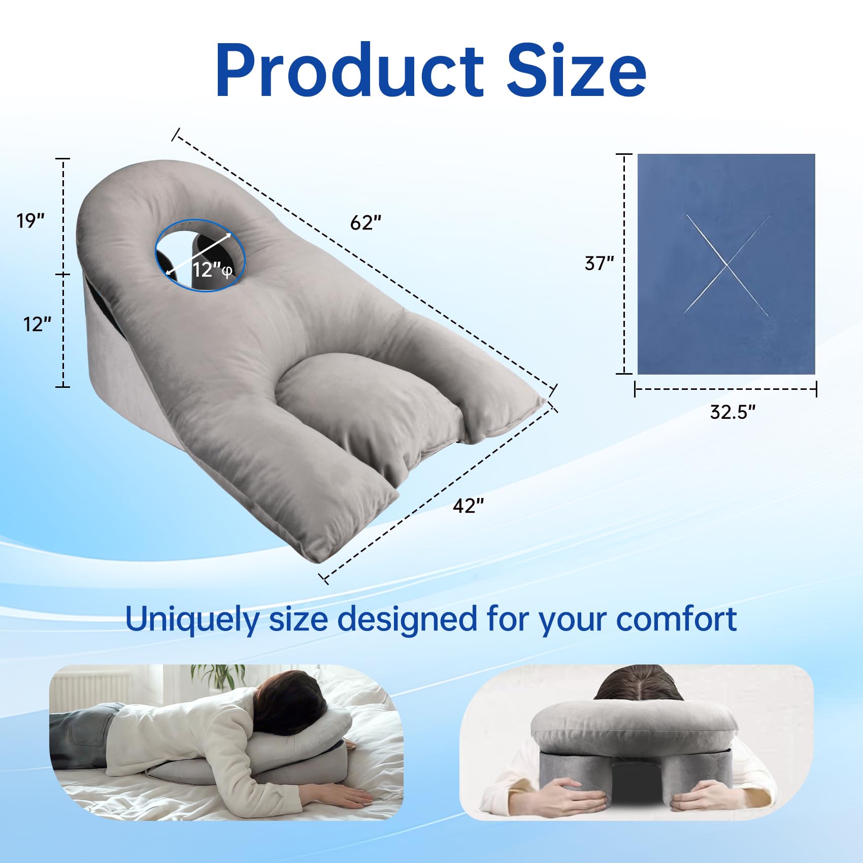 Almohada Facial SXZCYX Blanca para Recuperación de Cirugía Ocular y Masajes Propensos