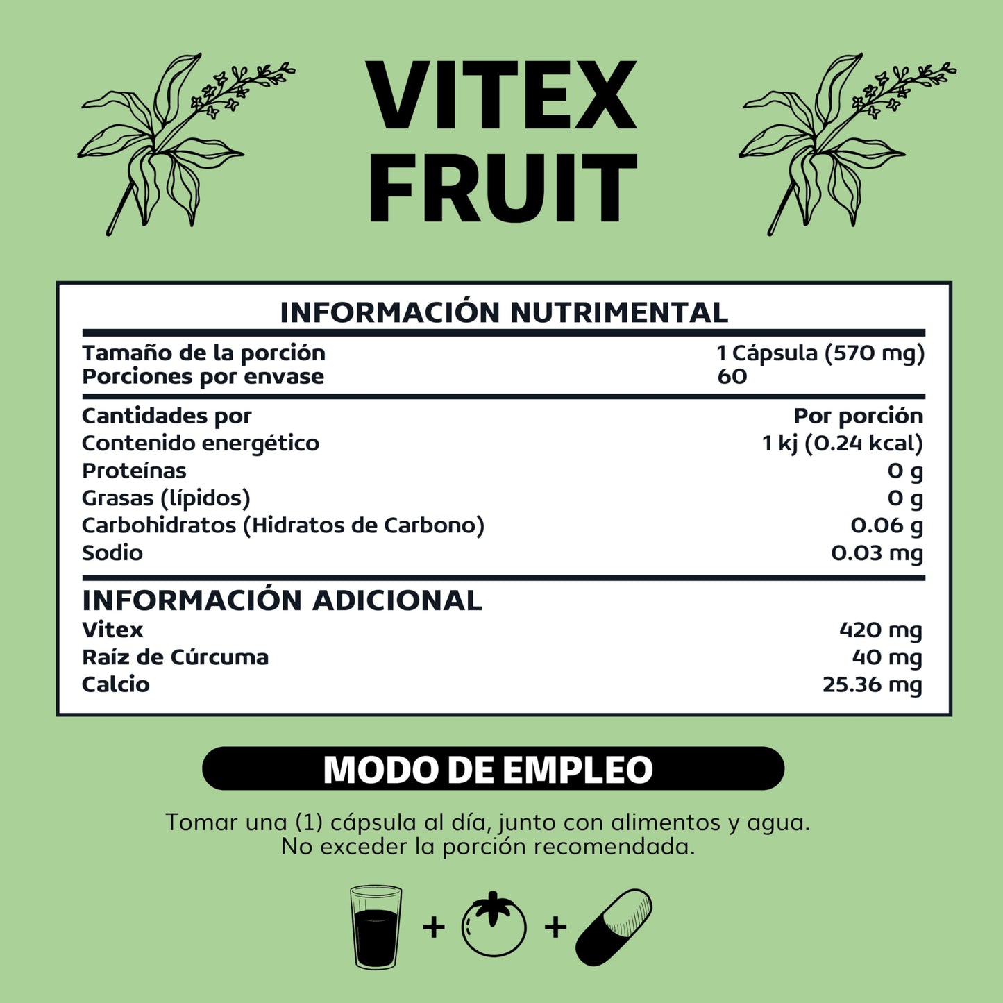 Beyond Vitamins | Vitex Fruit 420mg | Vegano | 1 cápsula al día, 2 meses de consumo