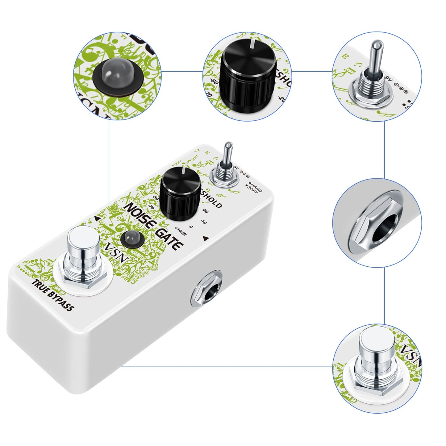VSN Noise Killer Pedal Noise Gate Suppressor Effect Pedal 2 Modes True Bypass for Electric Guitars LEF-319