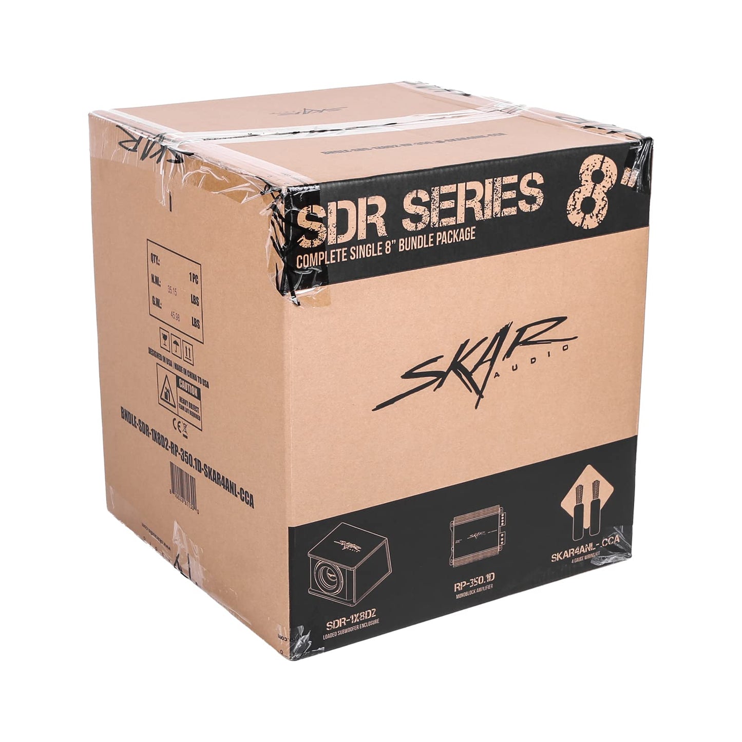 Skar Audio Single 8" Completo 700 W Serie SDR Subwoofer Paquete de graves – Incluye caja cargada con amplificador