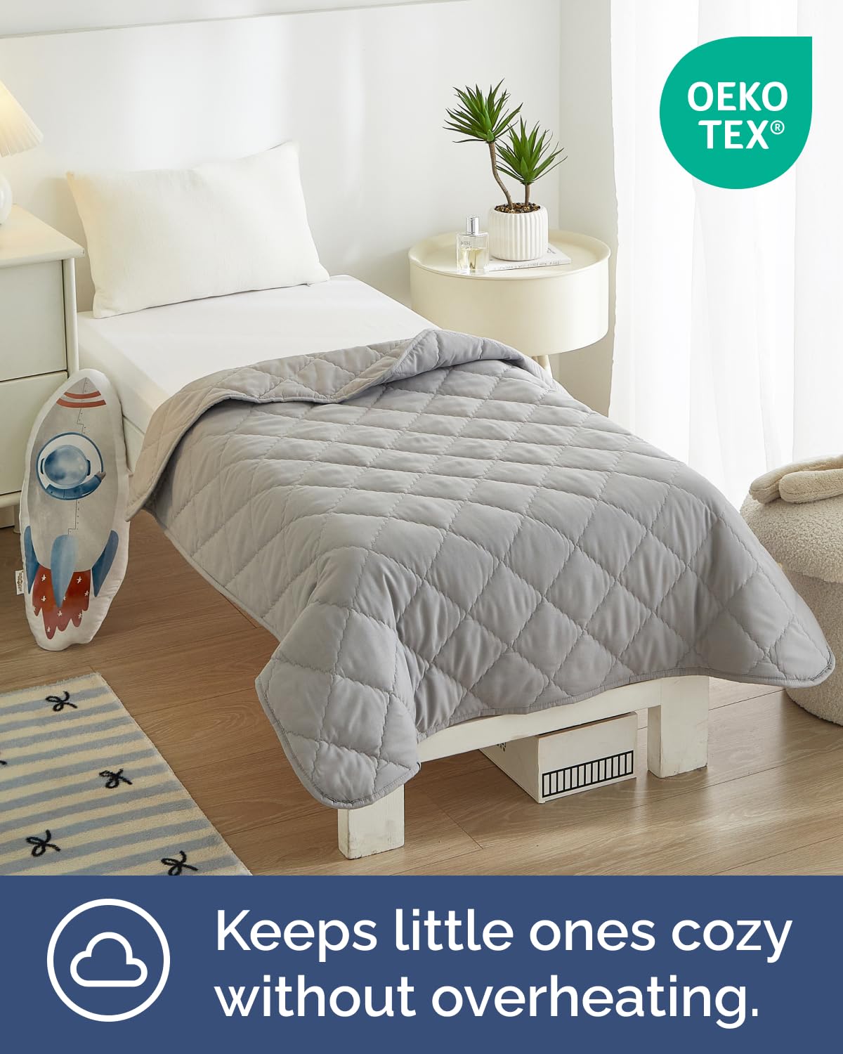 Edredón para niños pequeños, suave, ligero, manta para todas las estaciones, para niños y niñas, ropa de cama acogedora para cuna y cama de niños pequeños, 39 x 47 pulgadas, color gris claro