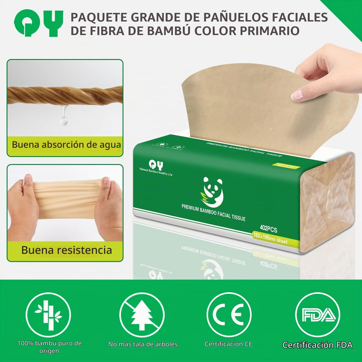 Pañuelos Faciales Yugi Suaves y Duraderos de Bambú para Uso Multiusos