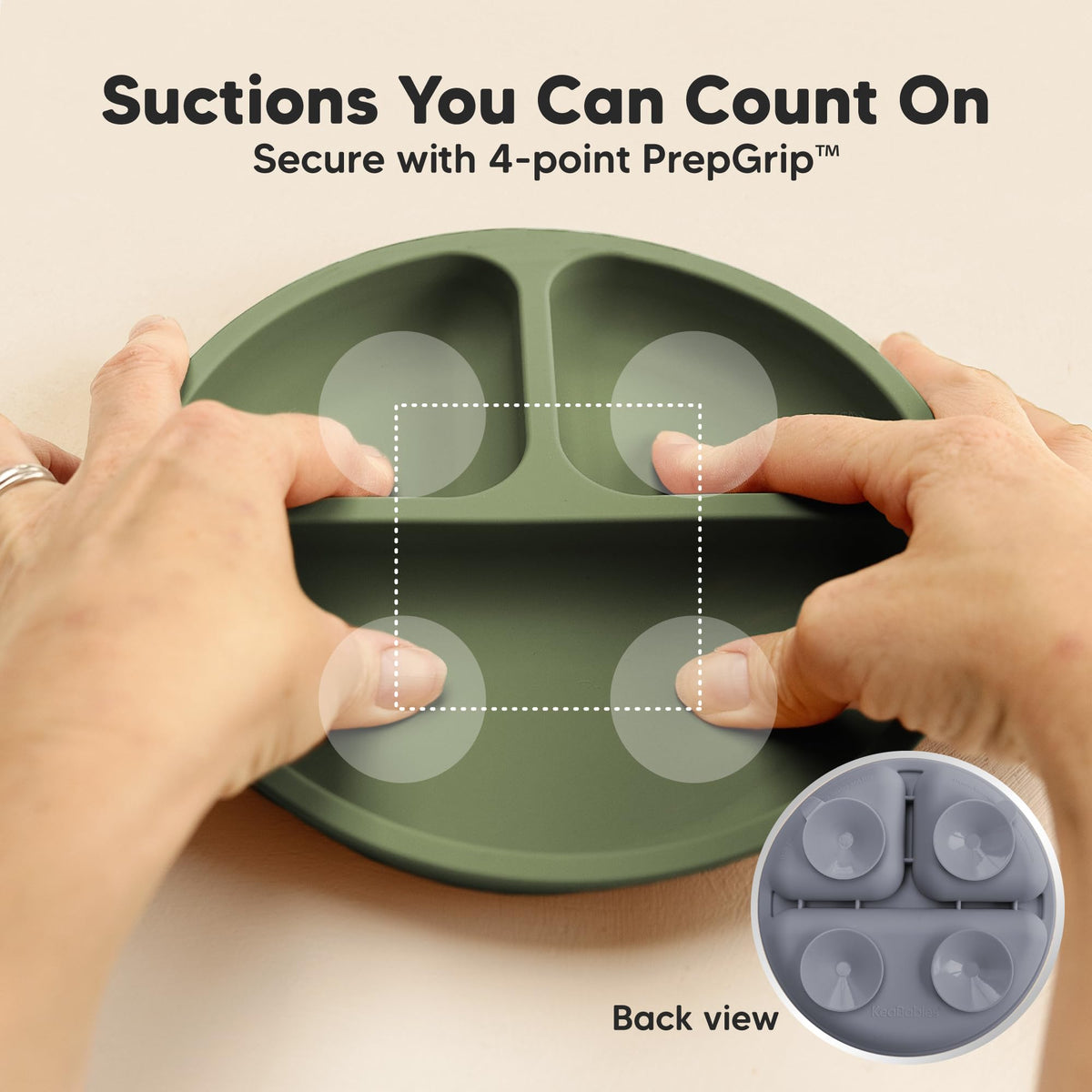 KeaBabies Placas de succión para bebés, niños pequeños, 100% silicona, sin BPA, aptas para microondas (Gris)