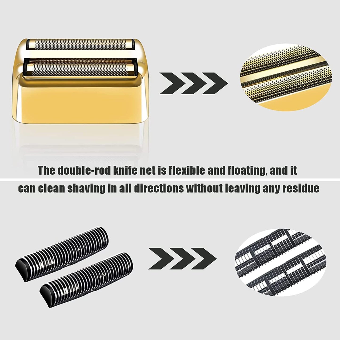 colorski- "Lámina de repuesto y cuchillas para afeitadora compatibles con BaBylissPRO Barberology Double FXFS2 (2 piezas doradas)