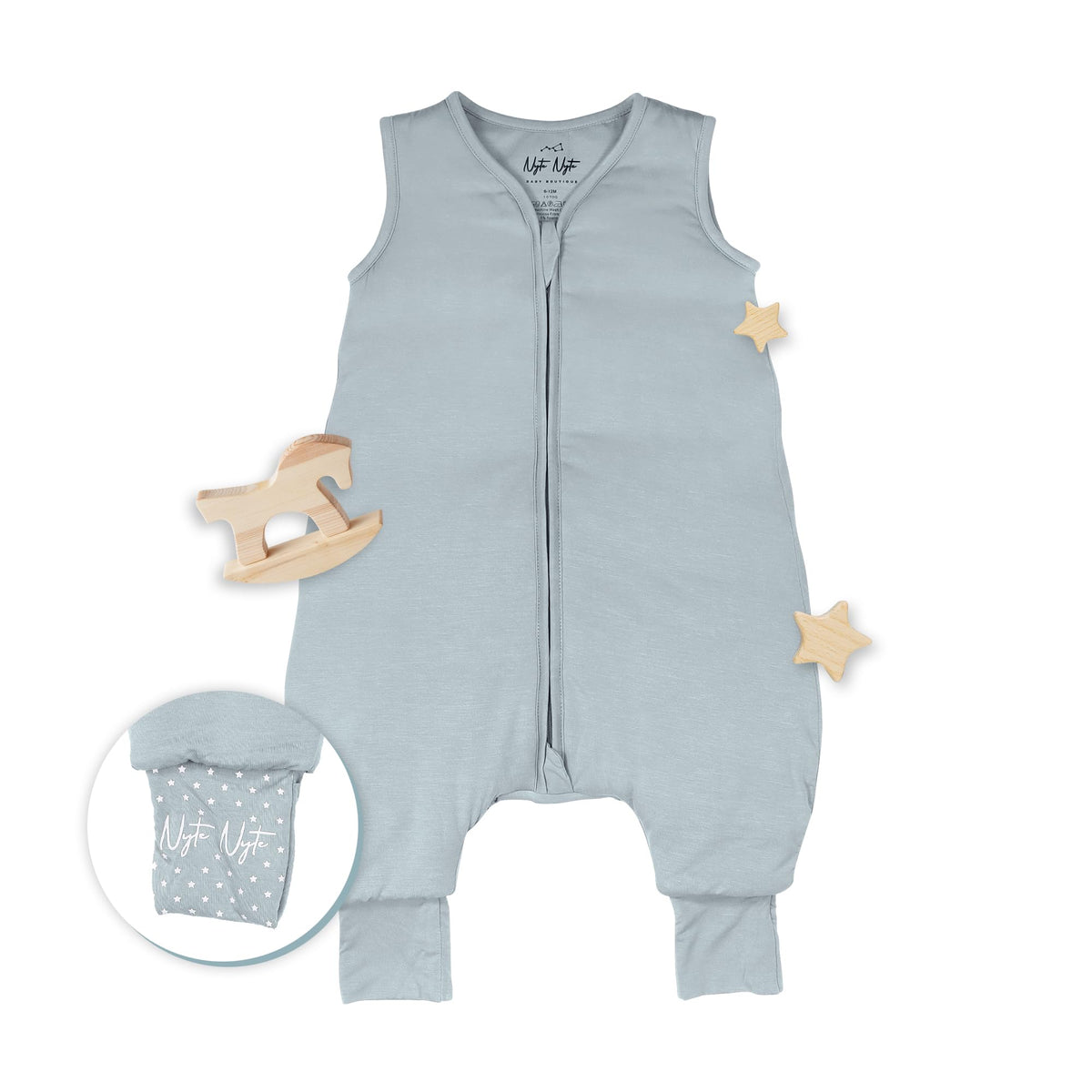 Nyte Nyte Baby - Saco de dormir 1.0-TOG, Azul, Unisex, 6-12 meses, Viscosa, Sólido, Moderno, Cumpleaños, Revelación de género