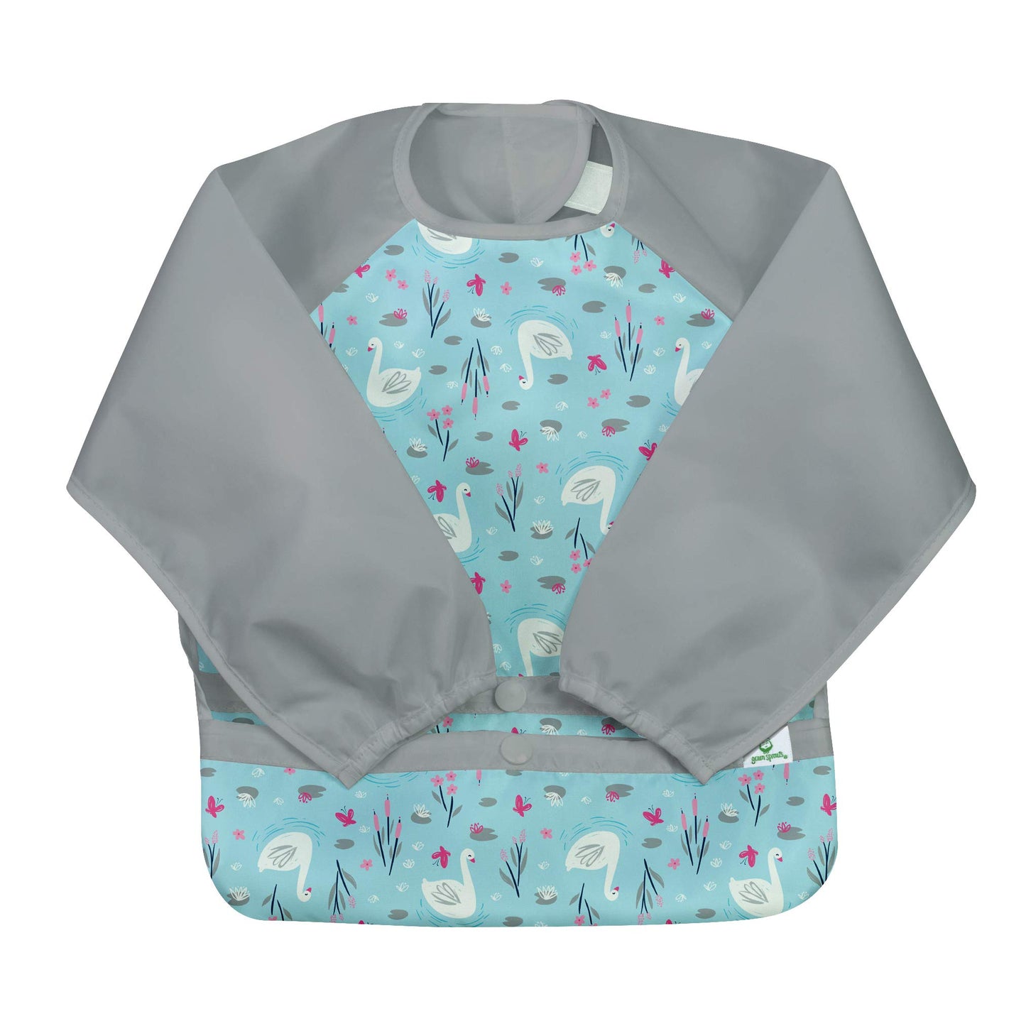 green sprouts Babero de manga larga fácil de llevar, protección impermeable, bolsillo invertido, material suave, fácil de limpiar