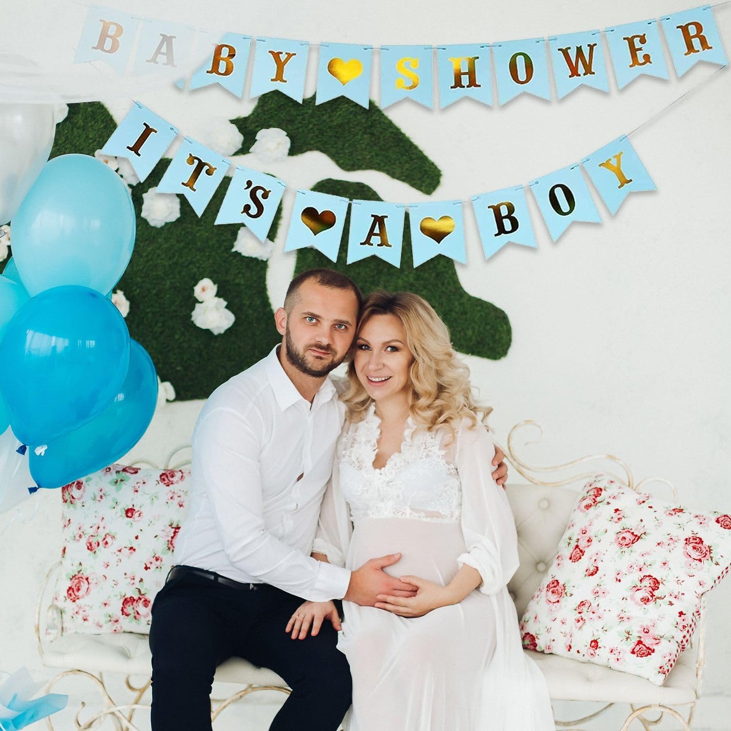 CoolerthingsDG, es un niño, decoración de baby shower para niño, azul y plateado, suministros para baby shower