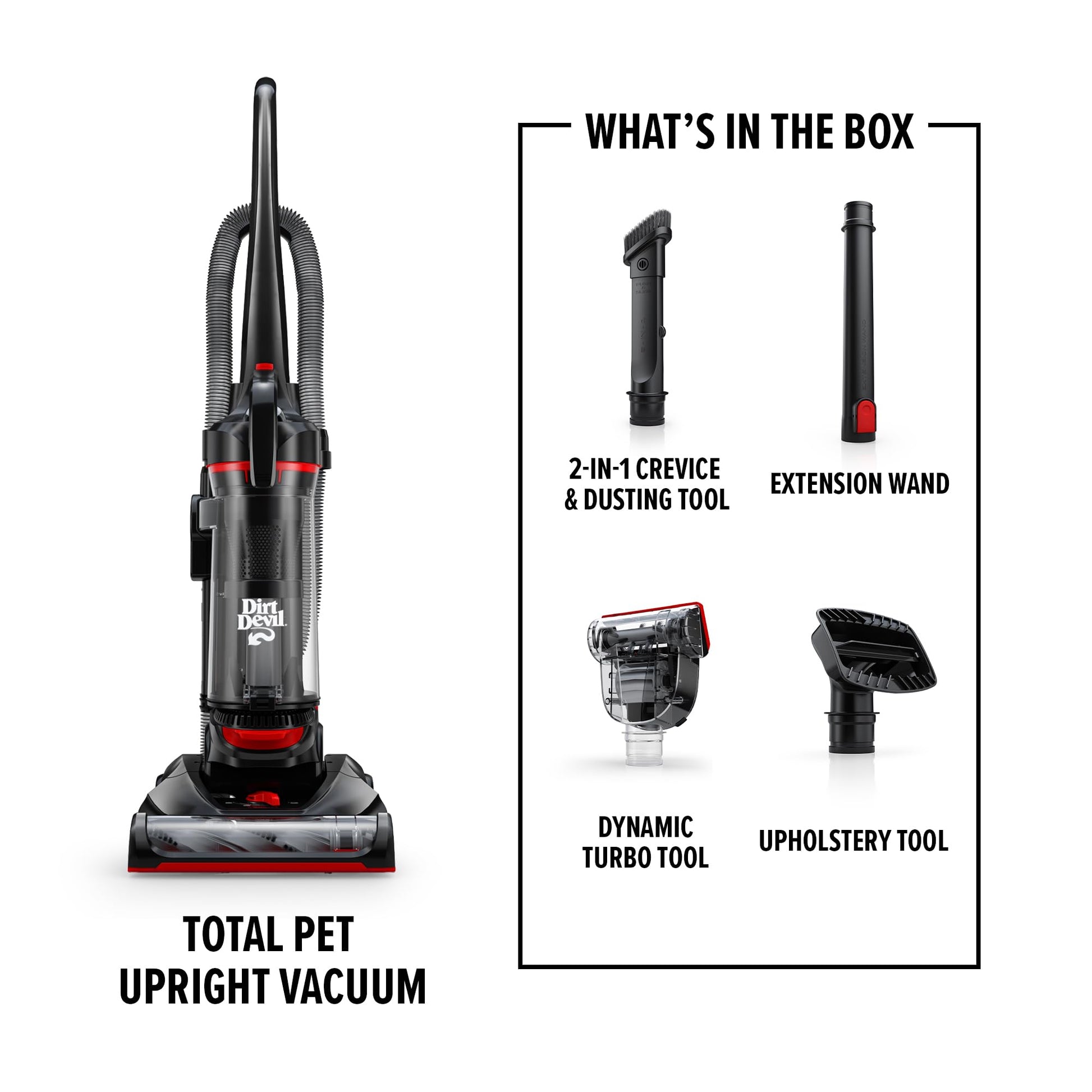 Dirt Devil - Aspiradora Vertical para alfombras y Suelos Duros, con Kit de Herramientas para Mascotas, Potente, Ligero, con Cable para Uso doméstico