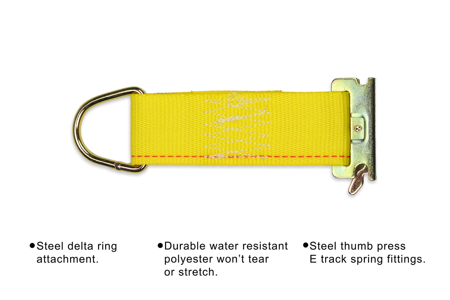 4 amarres de cuerda E-Track para carga, accesorios de camión con accesorios de resorte Etrack para amarre de carga en pastillas, camiones, furgonetas, remolques, 2 x 6 pulgadas, amarillos E Track (4)