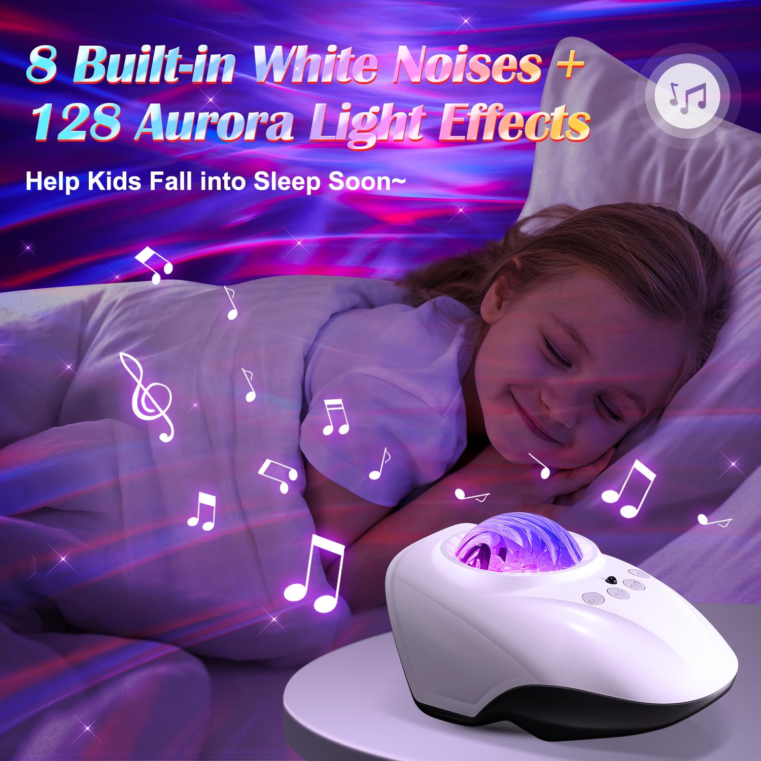 Proyector Northern Lights 128 Efectos de Iluminación Bluetooth con Control Remoto y Temporizador Automático