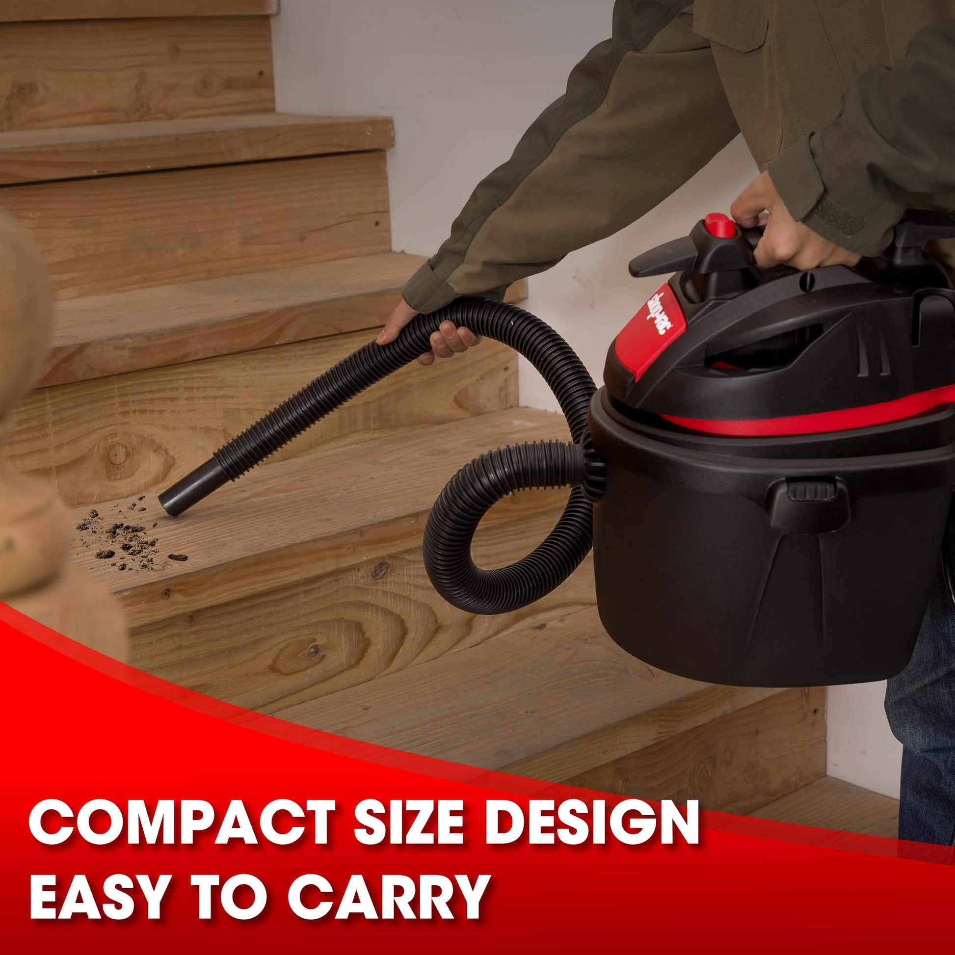 Aspiradora Compacta Shop-Vac en Soporte de Pared con Accesorios Multifuncionales