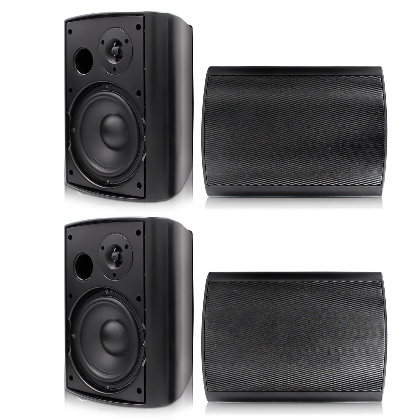 Herdio Bocinas para Exterior, 6,5 Pulgadas 800W 2 Vías Altavoces Bluetooth para Exteriores, Impermeable, Amplificador Superior, Amplia Cobertura De Sonido Estéreo, para Patio Jardín, 2Pares Negro