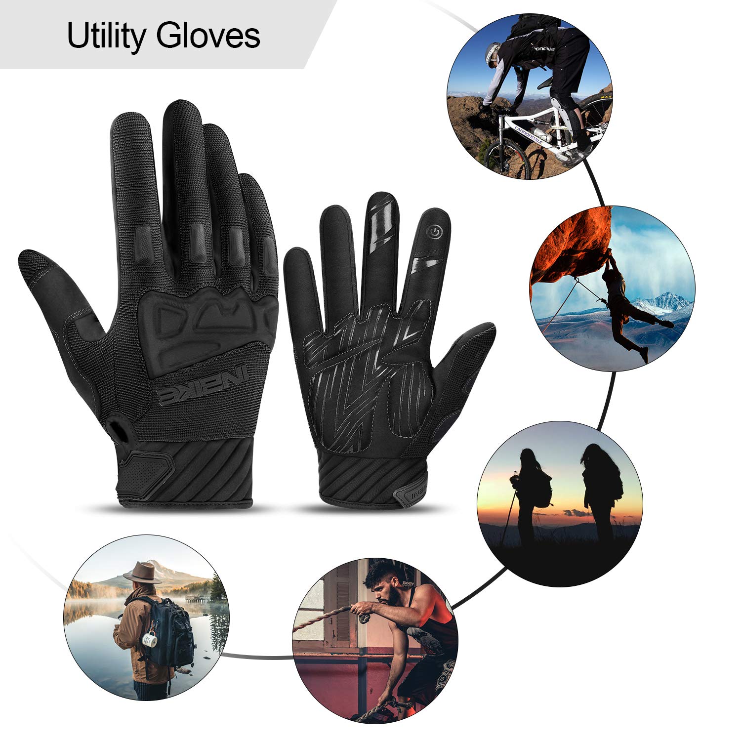 INBIKE - Guantes de bicicleta de montaña para hombre, protectores de nudillos, acolchados para hombre, transpirables, para MTB, motocross, carreras, Dirtbike