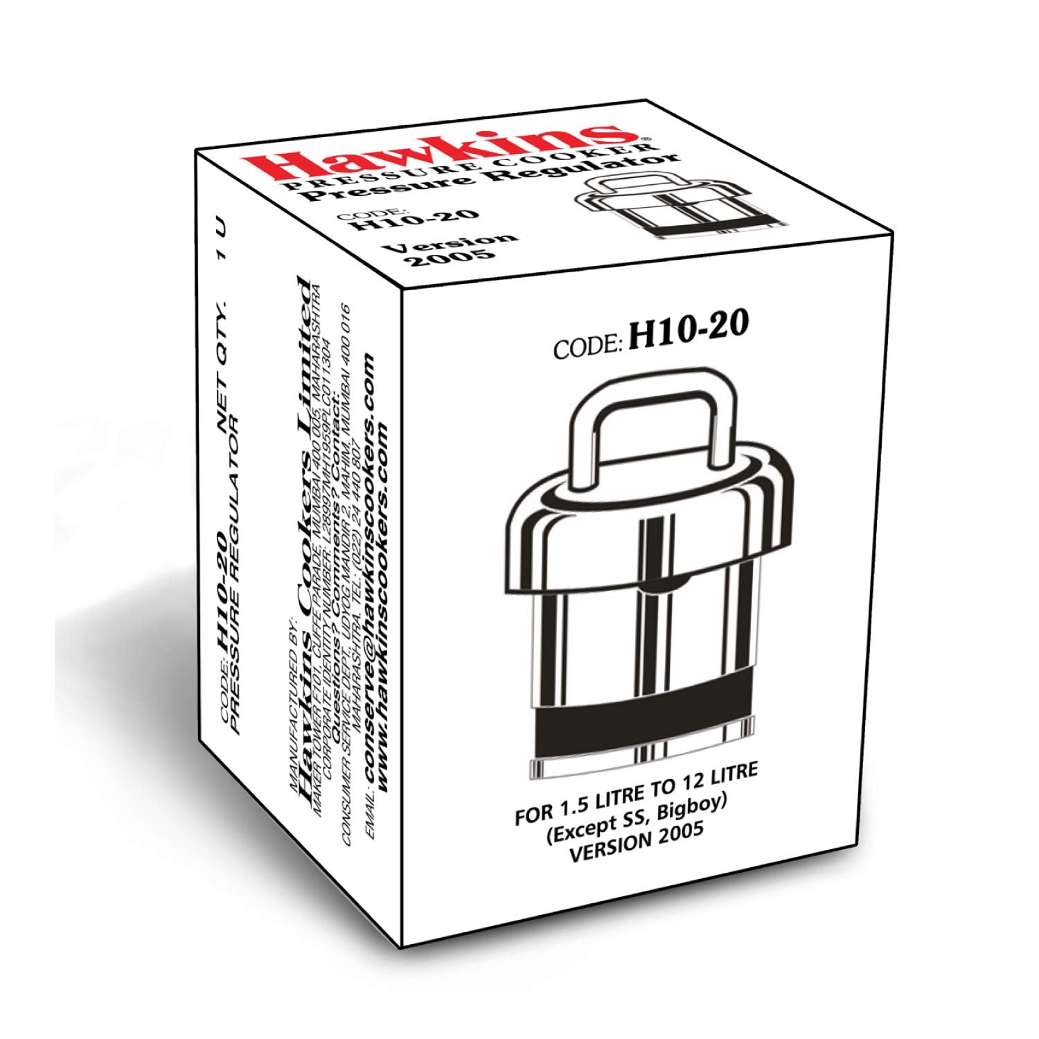 Hawkins H10-20 Pressure Regulator for Classic Aluminum and Stainless Steel Pressure Cookers