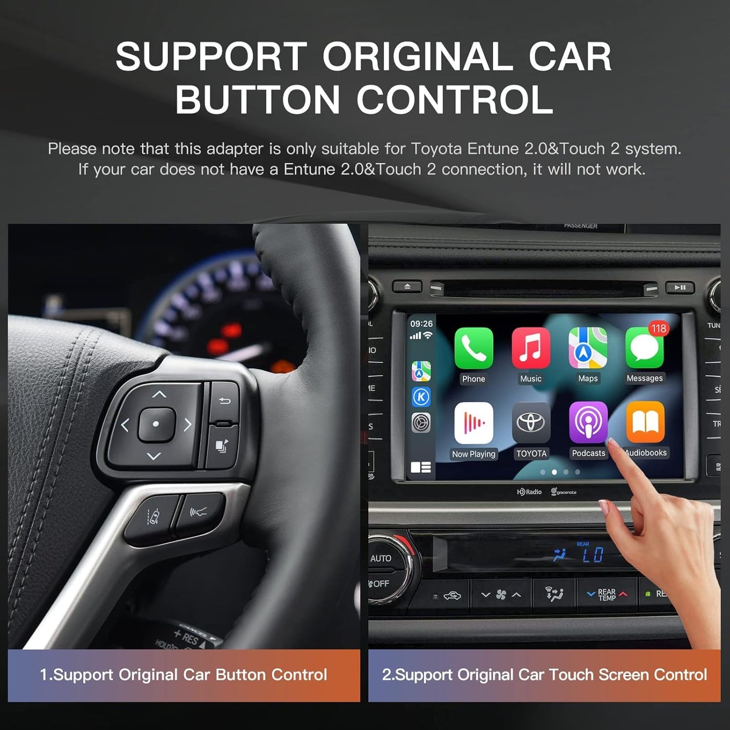CARabc Wireless Carplay Retrofit Kit Decodificador para Toyota Tundra 2014-2019, Compatible con Android Auto, duplicación, navegación, actualización de firmware