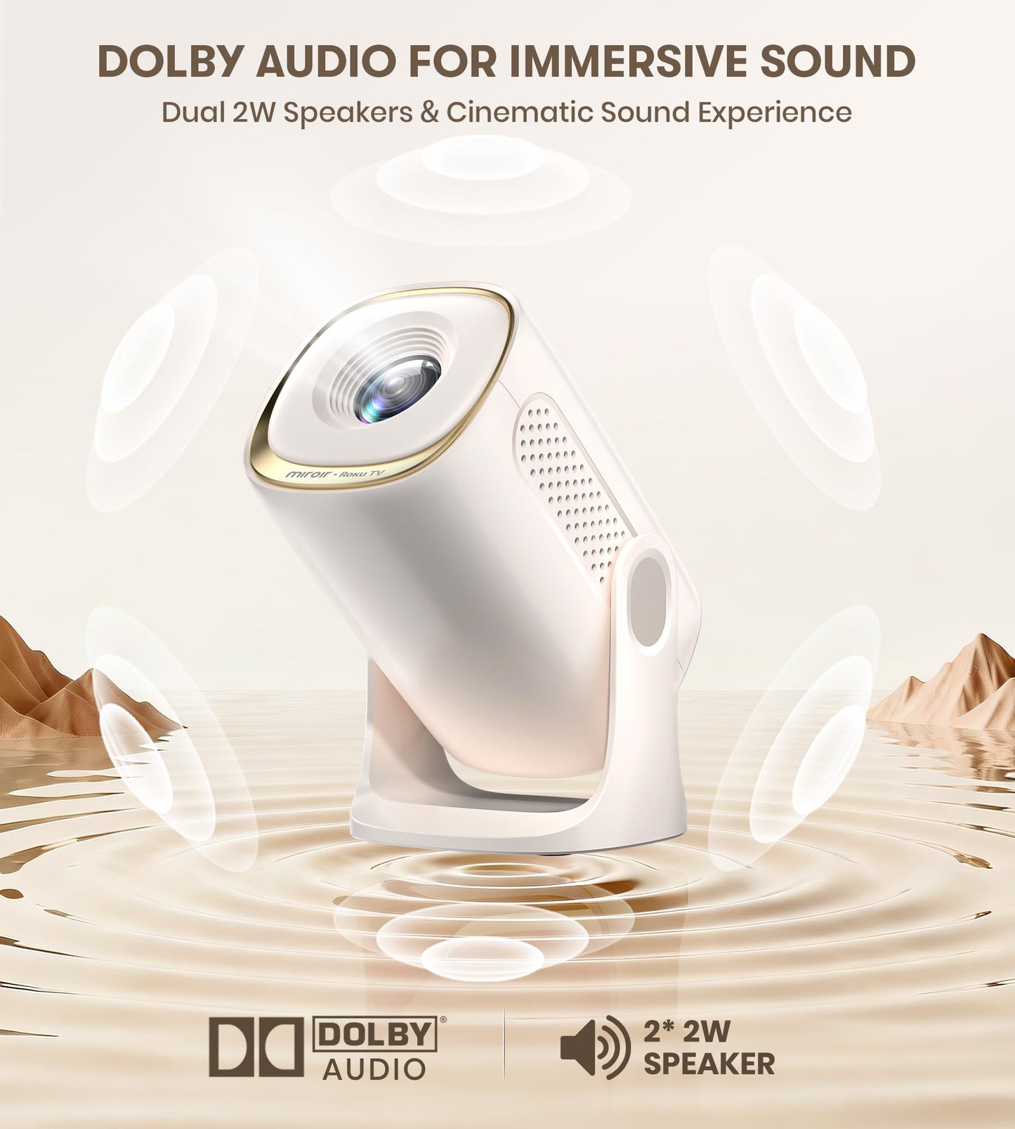 Miroir Mini proyector, proyector HD para el hogar con altavoz incorporado, enfoque automático, corrección Keystone, portátil para películas al aire última intervensión, compatible con smartphone, TV