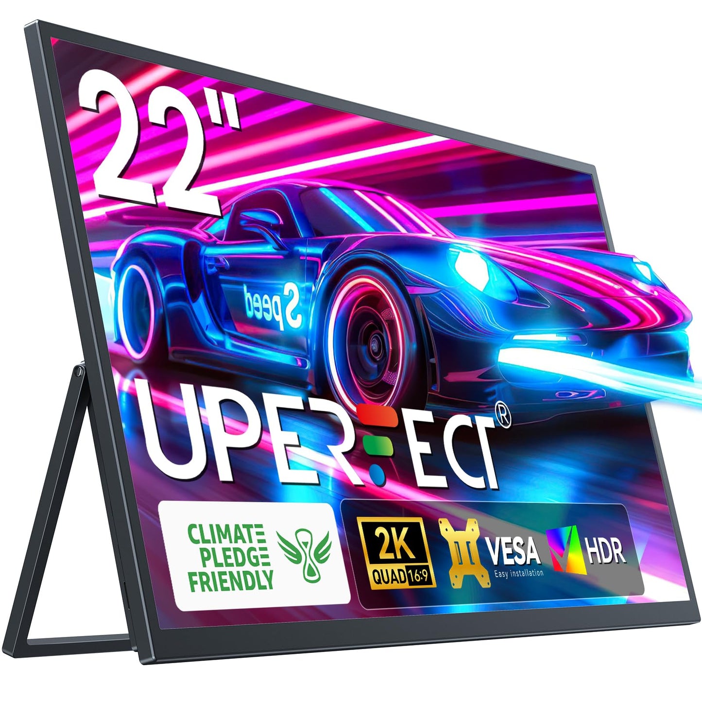 Monitor Portátil UPERFECT 2K 22 Pulgadas VESA Soporte Ajustable 180° IPS HDR para Juegos