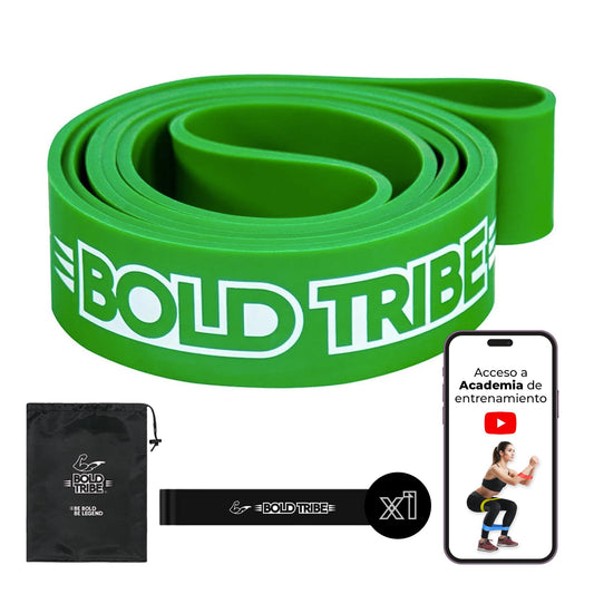 BOLD TRIBE Liga de Resistencia Verde No. 4 - Banda Elástica de 22-56 kg - Bandas de Resistencia para Ejercicio - Cross Training, Calistenia y Entrenamiento Funcional - Gym en Casa
