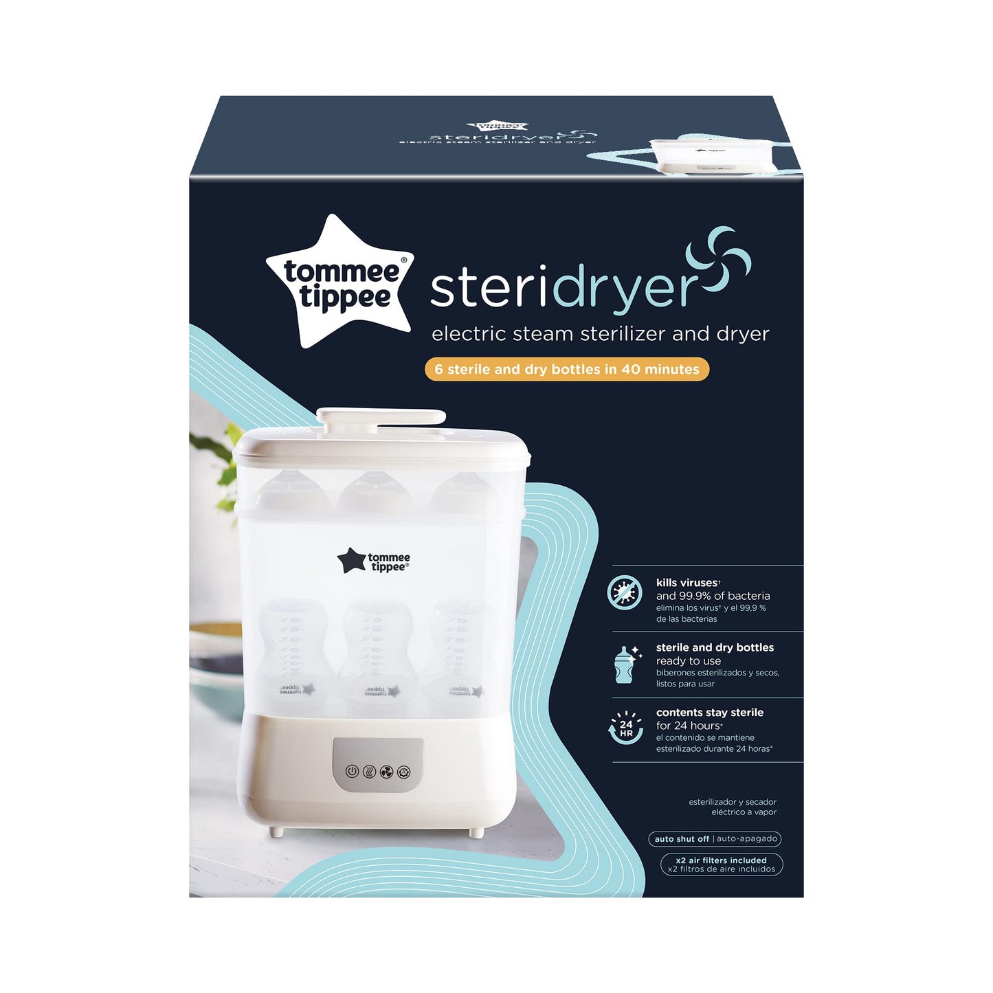 Esterilizador Eléctrico de Vapor Tommee Tippee Blanco con Secador para Biberones y Accesorios de Bebé