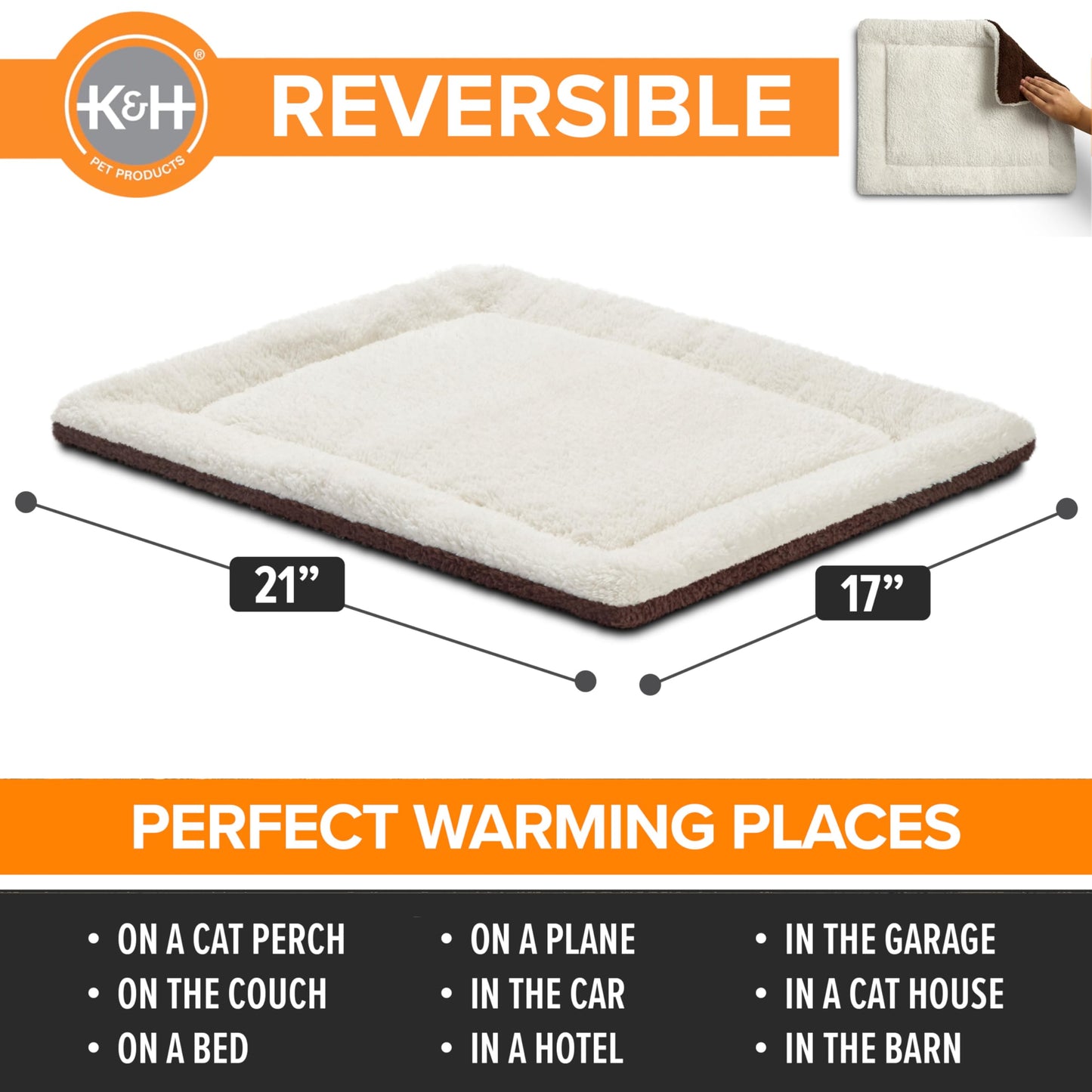 Almohadilla Autocalentable K&H Pet Products Oatmeal Chocolate Small para Mascotas