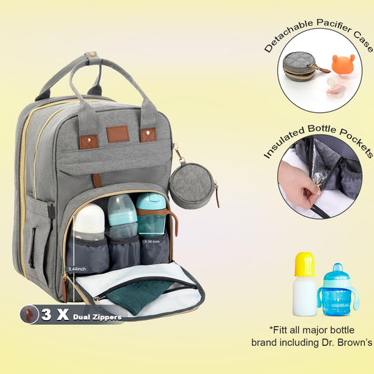 Bolsa de Pañales Bosi Bozi Beige Impermeable y Multifuncional para Mamás y Papás