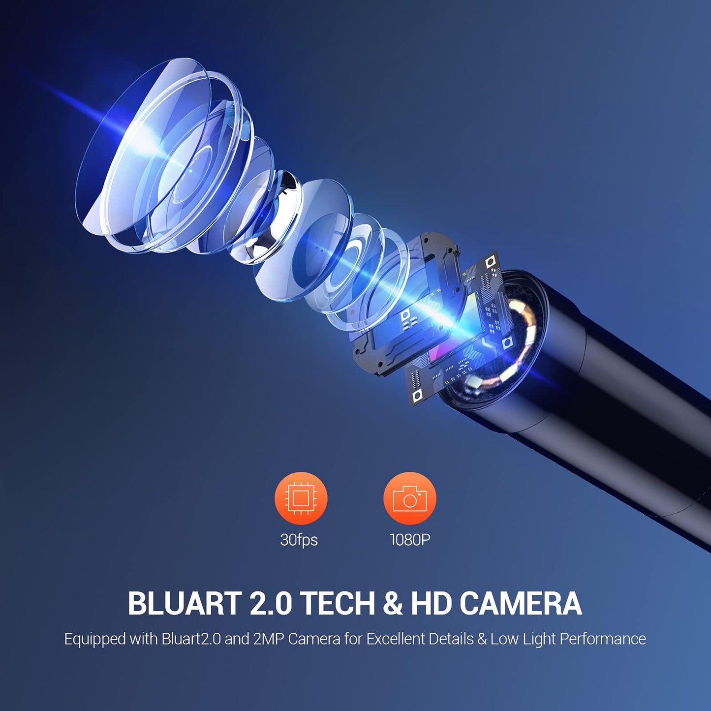 DEPSTECH Endoscopio industrial de 5,5 mm, cámara de inspección digital de boroscopio 1080P con visualización de 4,3 pulgadas, cámara de serpiente impermeable IP67 con luces, cable semirrígido de 16,5