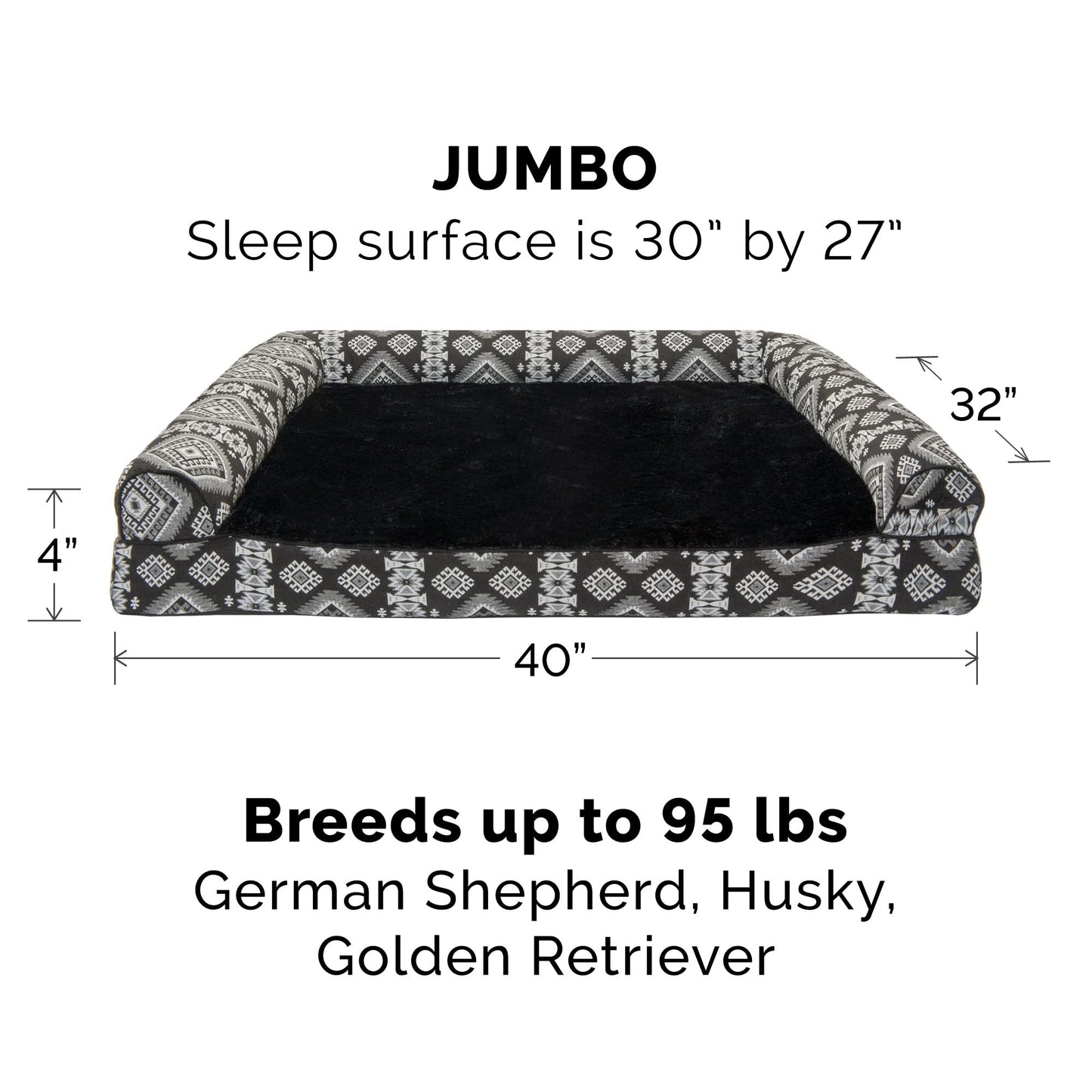 Furhaven Funda de Cama de Repuesto para Mascotas, Estilo sofá, decoración del suroeste, Lavable, medallón Negro, tamaño Jumbo (XL)