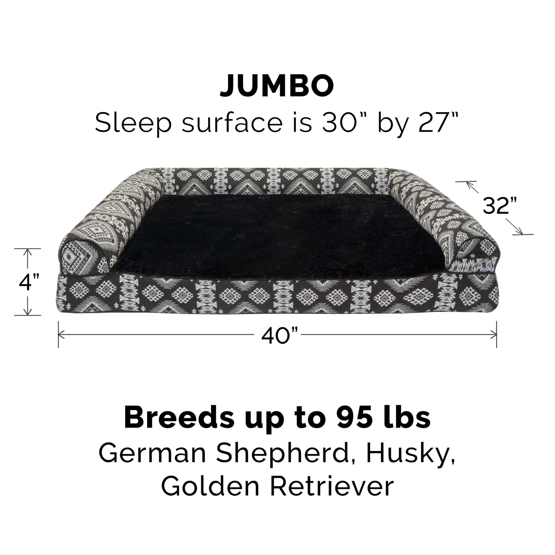 Furhaven Funda de Cama de Repuesto para Mascotas, Estilo sofá, decoración del suroeste, Lavable, medallón Negro, tamaño Jumbo (XL)
