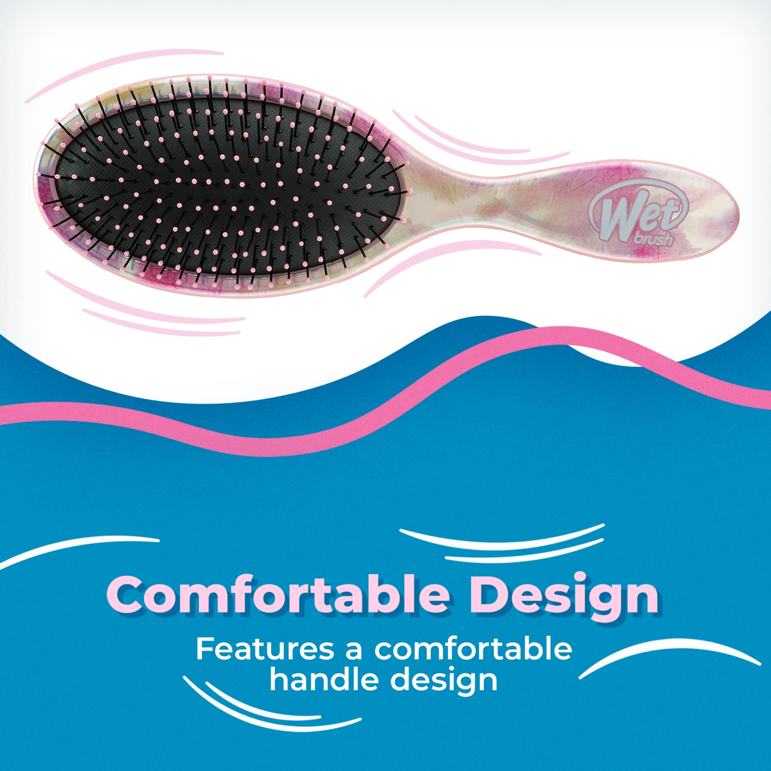 Wet Brush Cepillo desenredante original, teñido anudado, rubor, todo tipo de cabello, cerdas IntelliFlex ultra suaves que se deslizan a través de enredos con facilidad, peine sin dolor para hombres, mujeres, niños y niñas