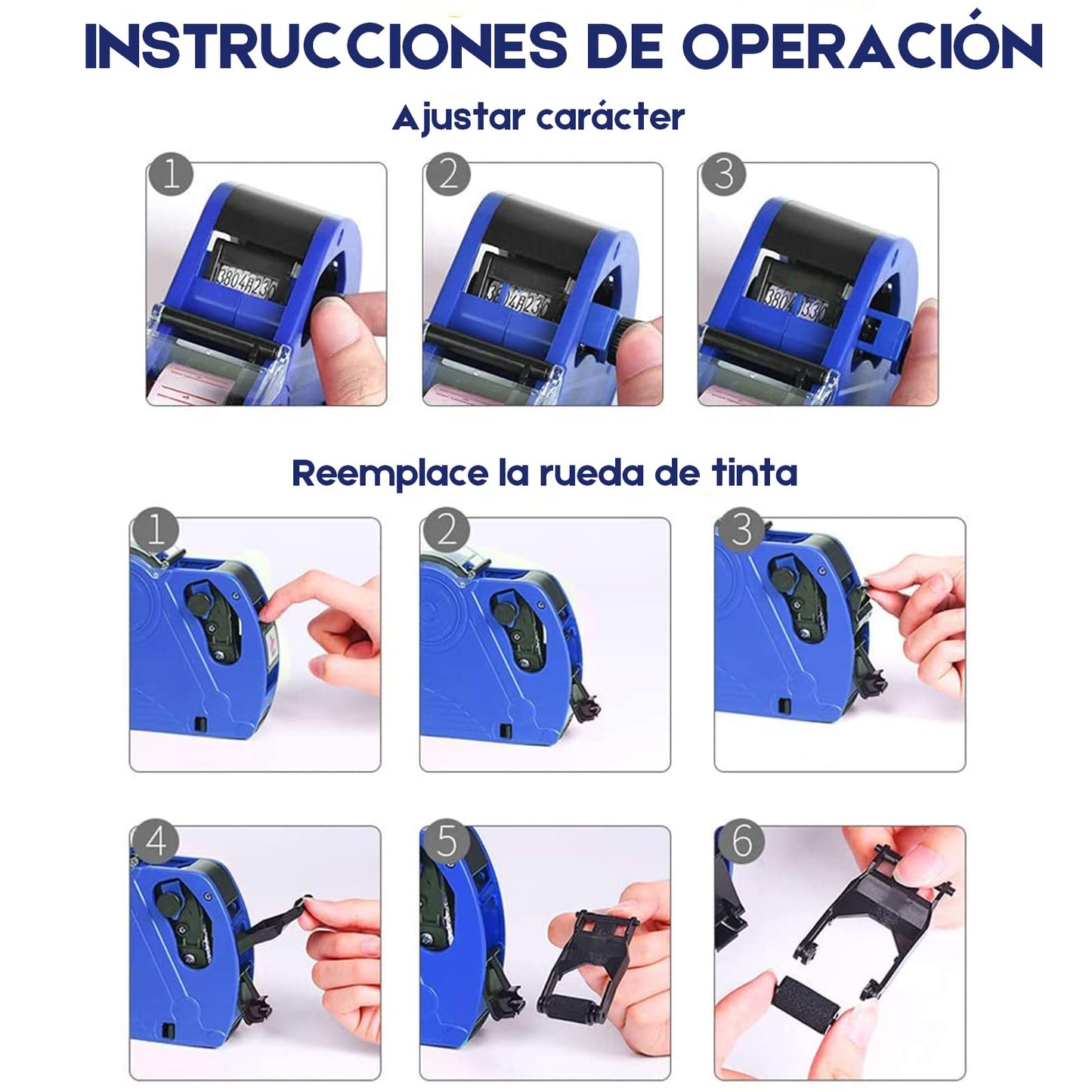 YOU ER MEI Etiquetadora Marca Precios con Cartuchos de Tinta 10 Hojas de Etiquetas de Precios para Oficina Tienda Minorista Tienda de Comestibles